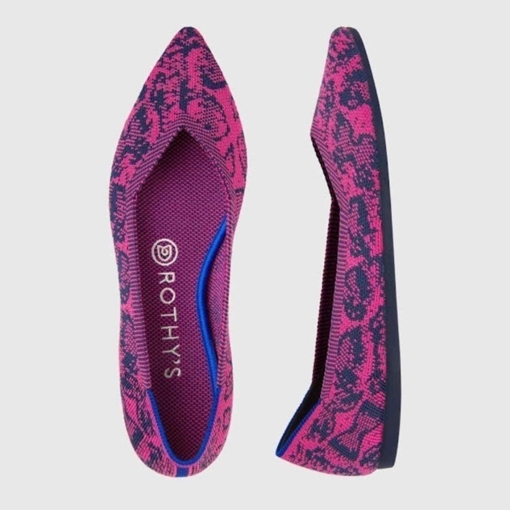 Rothy's Retired Fuchsia Navy Snake Points 10.5